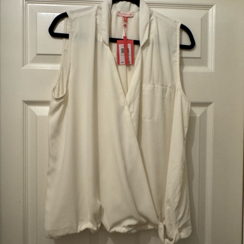 English Laundry White Sleeveless Bubble Hem Blouse